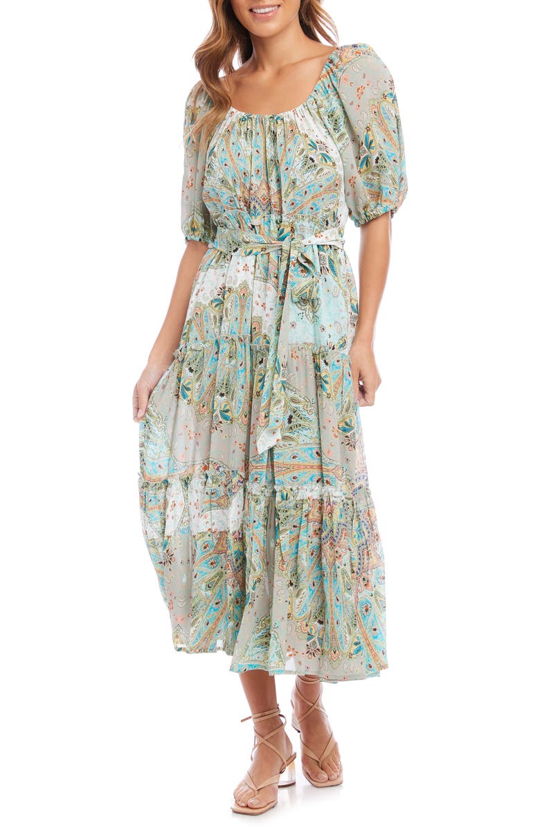 FIFTEEN TWENTY Paisley Belted Midi Dress, Main, color,