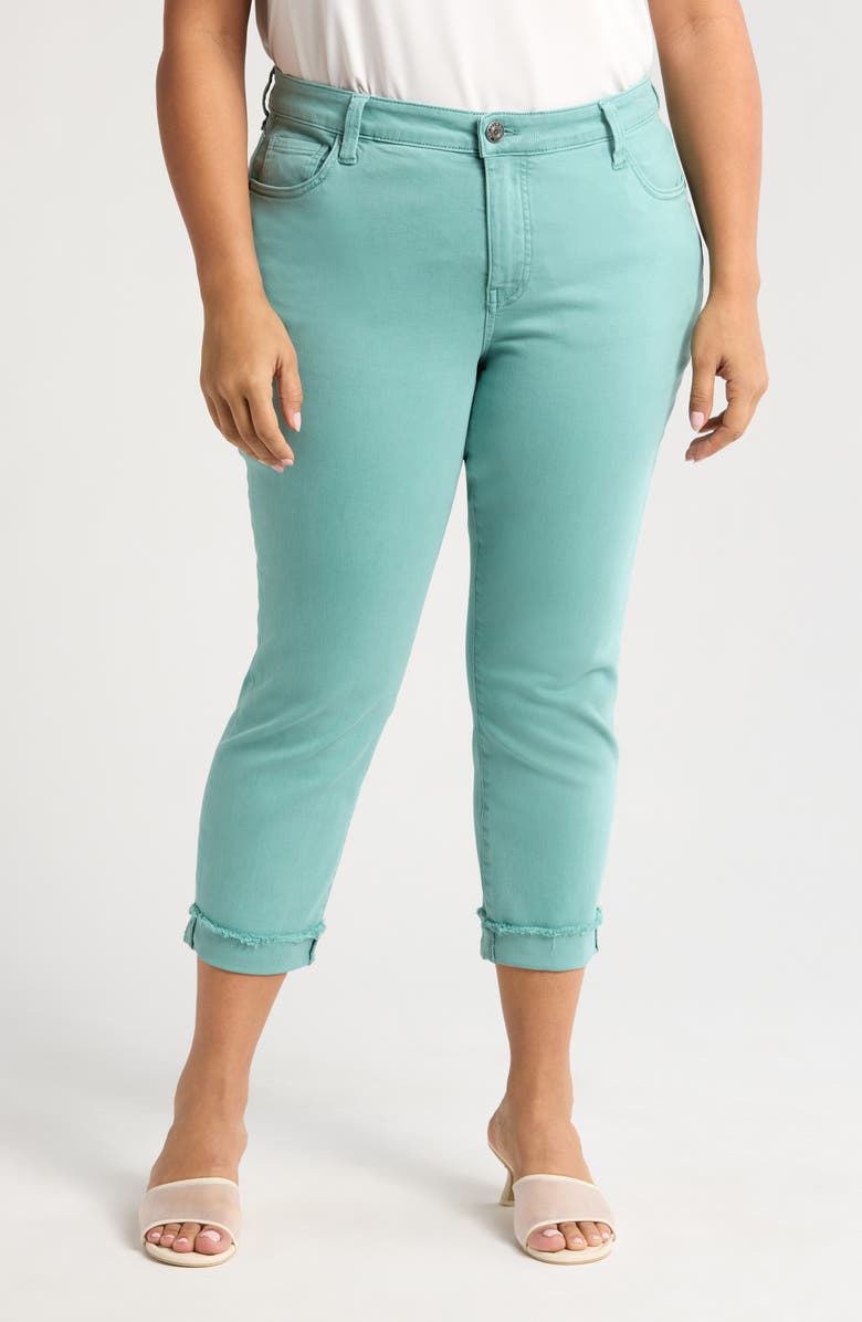 KUT from the Kloth Amy Frayed Crop Slim Straight Leg Jeans, Main, color, Sea Blue