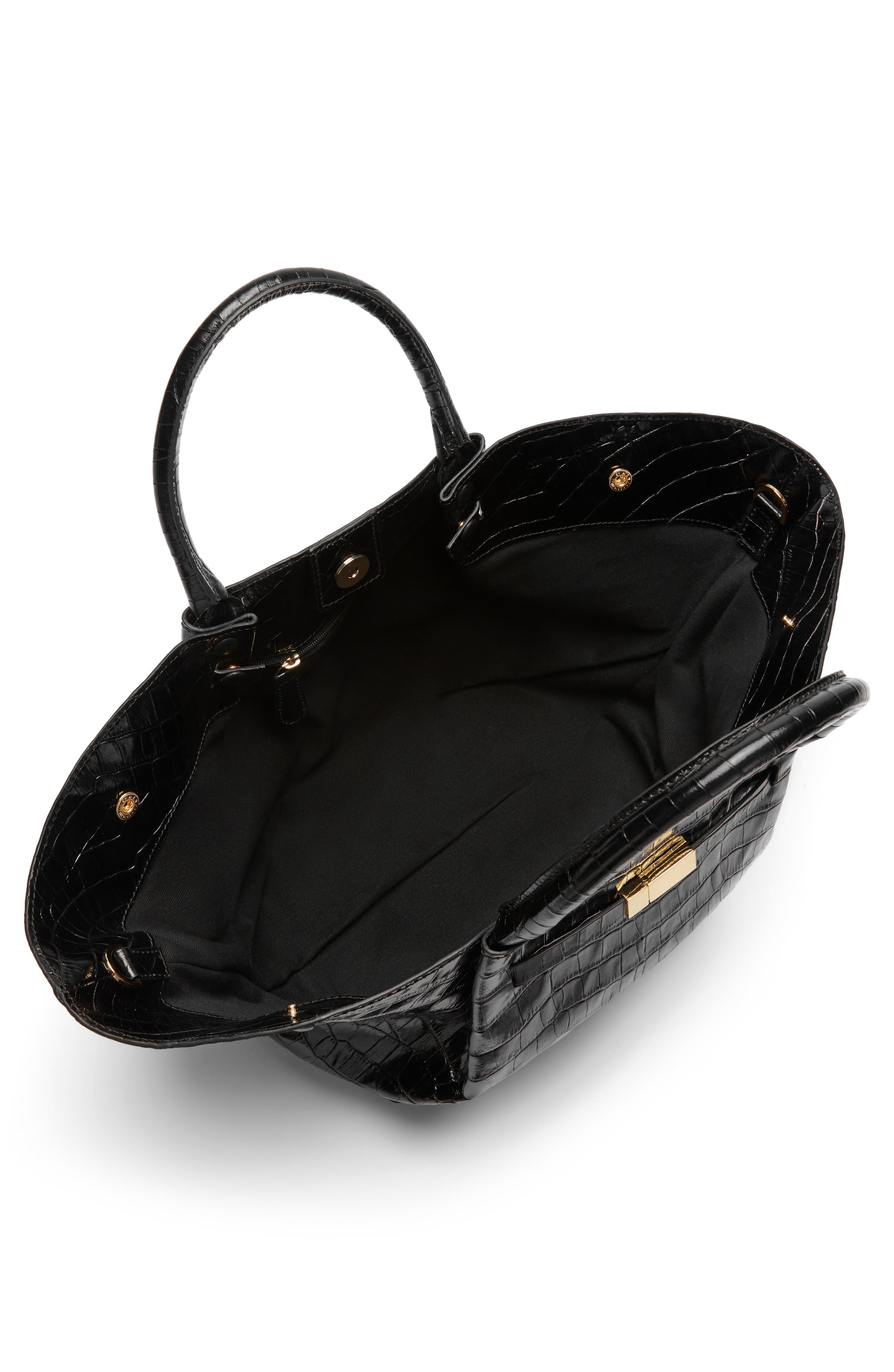 DeMellier New York Leather East/West Midi Tote, Alternate, color, Black Croc Effect