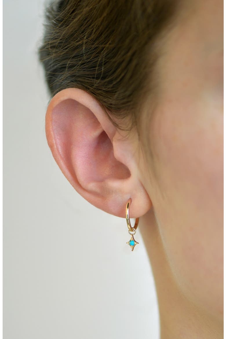 Jac + Jo Emilia Gothic Star Pear Turquoise Drop Earrings, Alternate, color, 14K YELLOW GOLD/ TURQUOISE