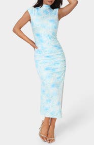 bebe Mock Neck Jersey Midi Dress