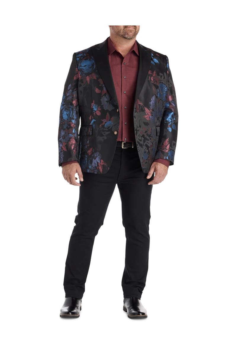Tallia Big & Tall Bold Floral Sport Coat, Alternate, color, Black