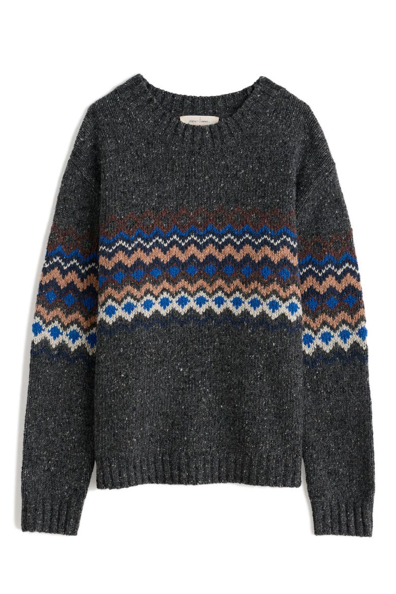 Golden Light Fair Isle Merino Wool Blend Crewneck Sweater, Alternate, color, KNIT SONATA COAL JETTY MIX