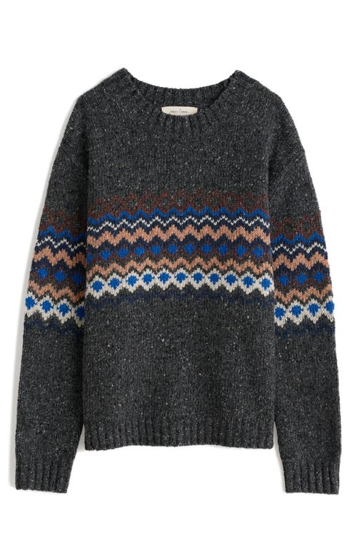 Seasalt Cornwall Golden Light Fair Isle Merino Wool Blend Crewneck Sweater In Black