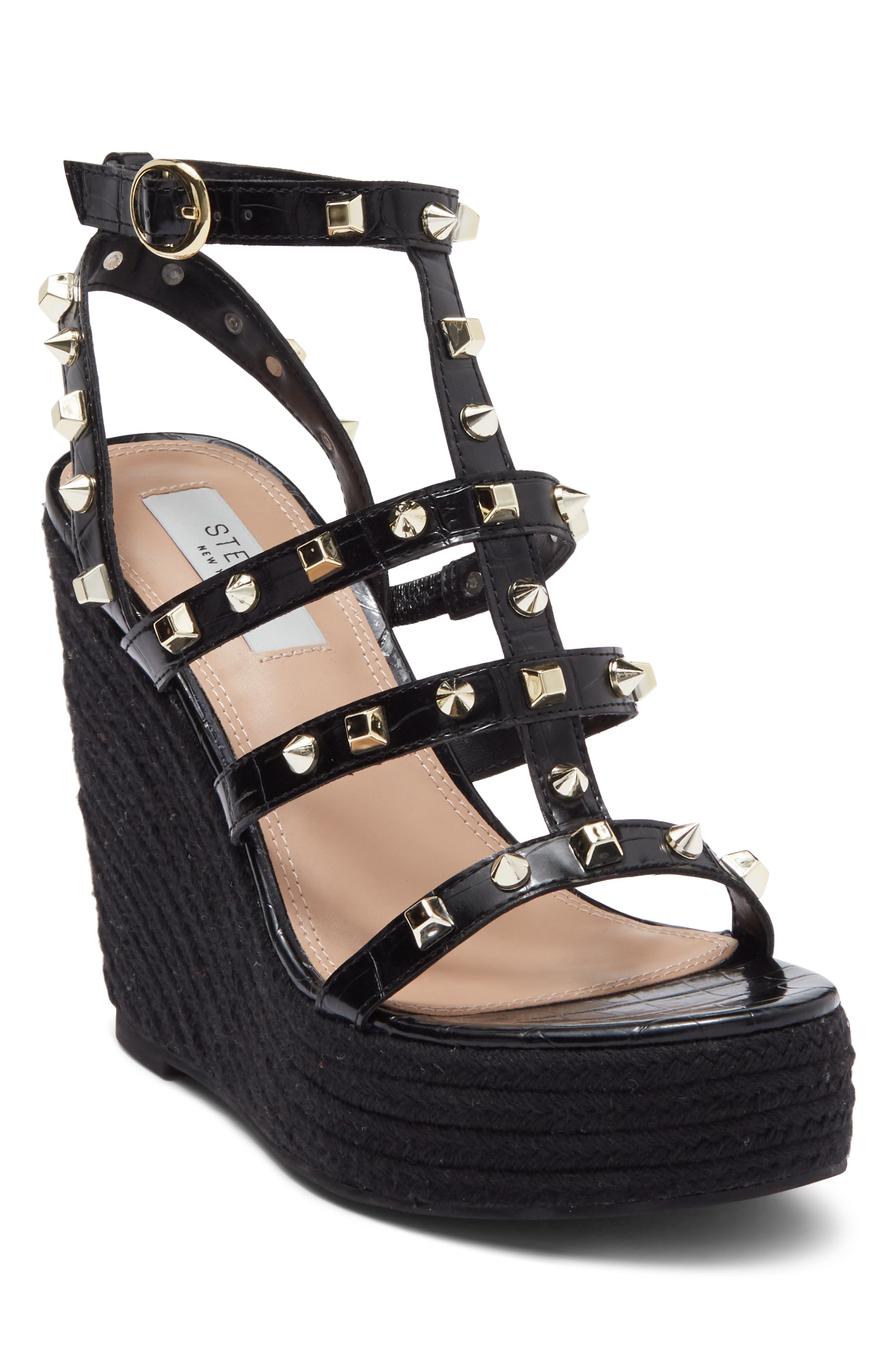 Steve Madden Scout Cage Studded Espadrille Wedge Sandal, Main, color, 