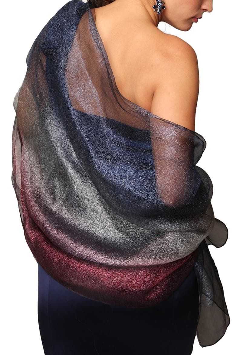 Ombrè Shimmer Silk Scarf, Alternate, color, BLACK