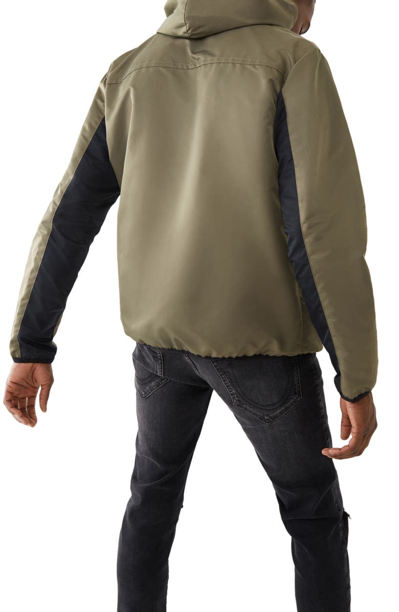 True Religion Brand Jeans TRUE RELIGION Water-Repellent Colorblock Hooded Windbreaker Jacket, Alternate, color,