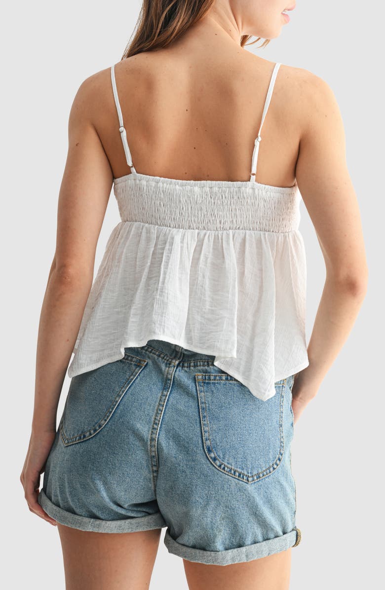All in Favor Lace Detail Handkerchief Hem Camisole, Alternate, color, Ivory