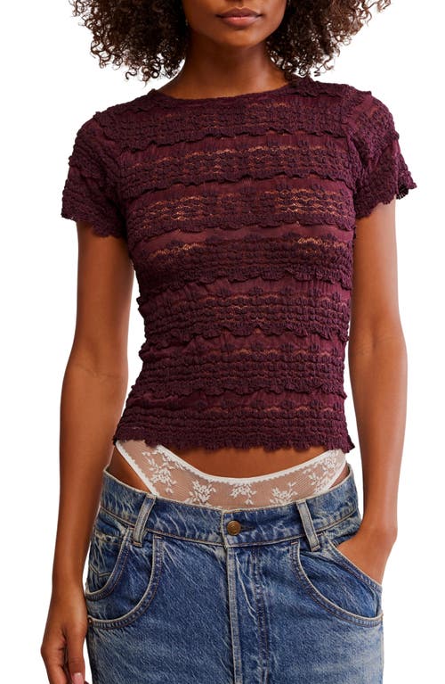 Free People Angelina Mixed Lace Top In Purple