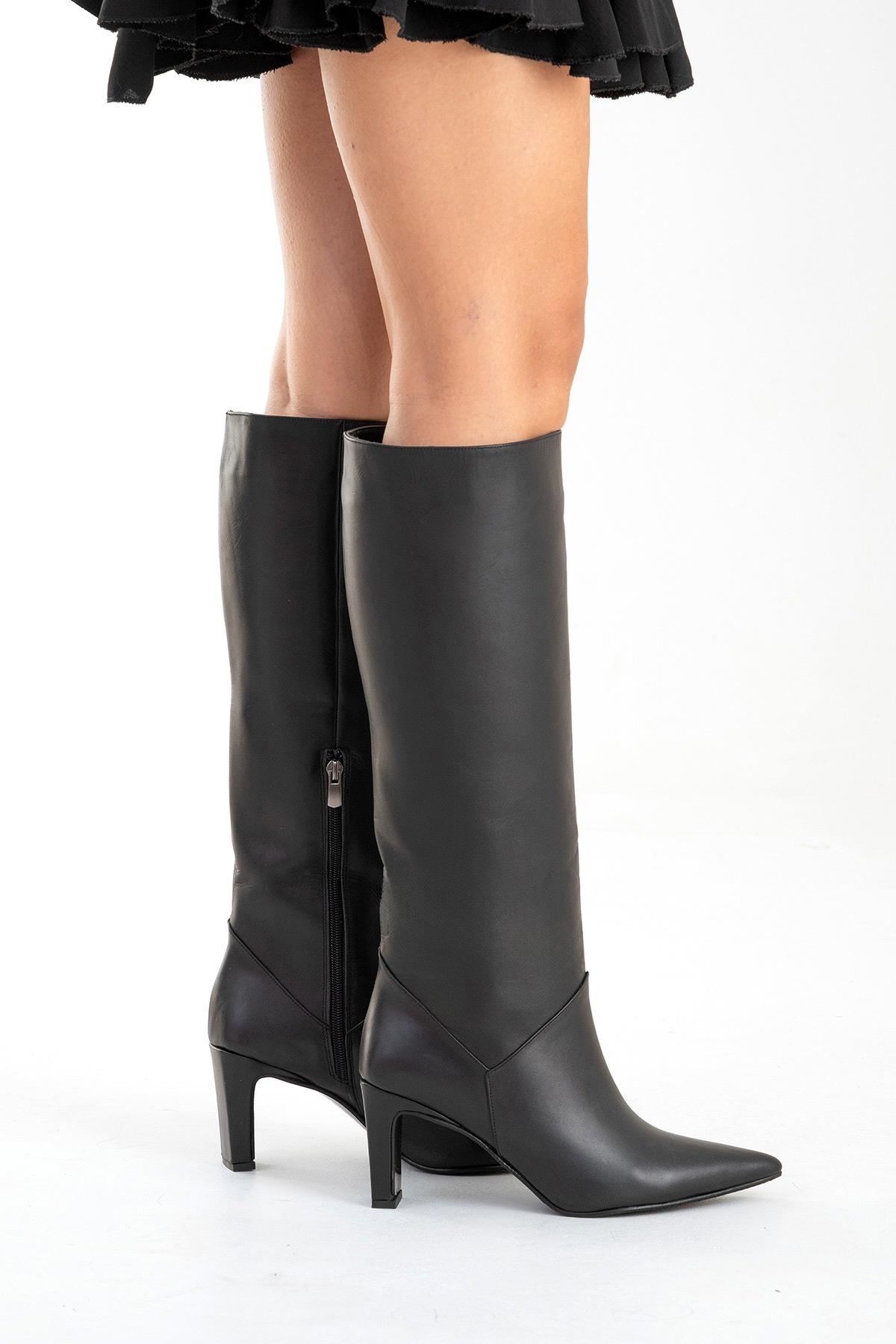 Forever & Always Shoes Merla Leather Block Heel Boot, Alternate, color, Black