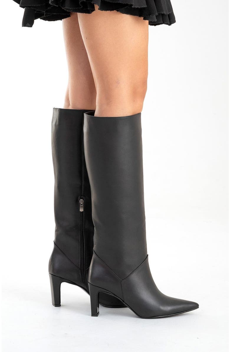 Forever & Always Shoes Merla Leather Block Heel Boot, Alternate, color, Black