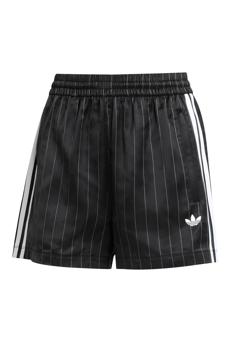 3-Stripes Pinstripe Satin Shorts, Alternate, color, BLACK