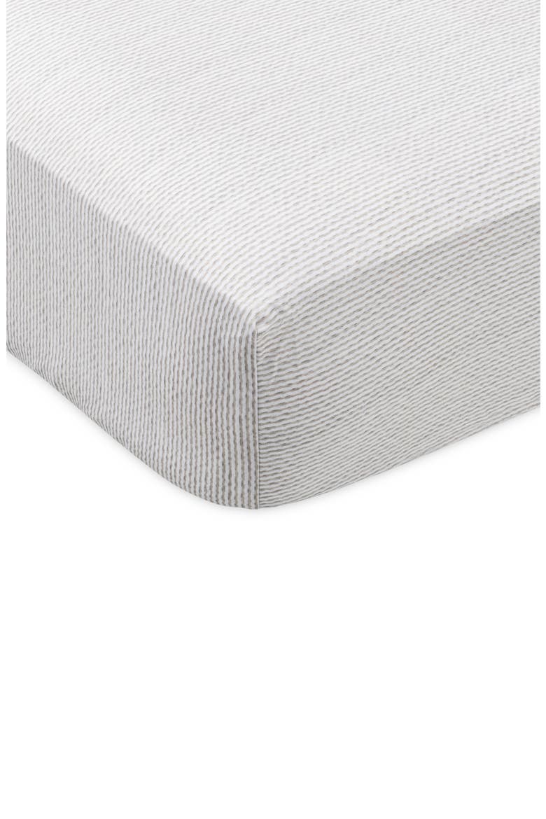 Fitted Cotton Crib Sheet, Main, color, BEIGE PINSTRIPE