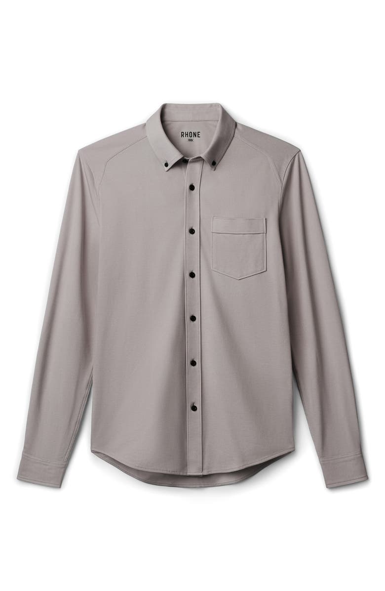 Rhone Effortless Oxford Performance Button-Down Shirt, Alternate, color, Foggy Taupe Heather