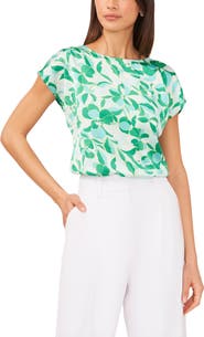 Halogen® Print Cap Sleeve Blouse