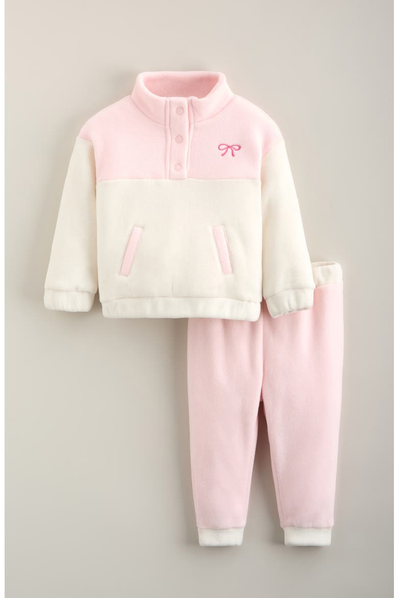 Kids' Polar Fleece Jogger Set, Main, color, PINK CURSIVE BOW- PINK