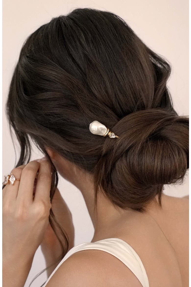 Mermaid Imitation Pearl Hair Pin, Alternate, color, GOLD