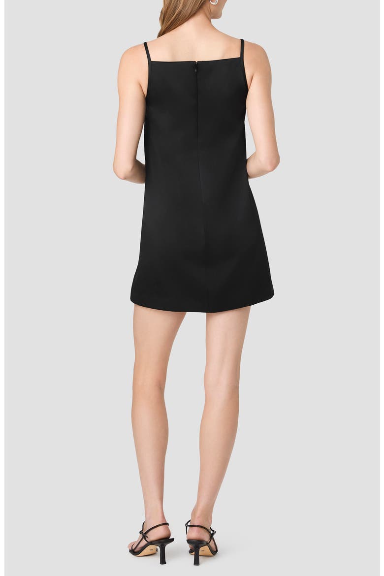 York Sleeveless Satin A-Line Minidress, Alternate, color, BLACK