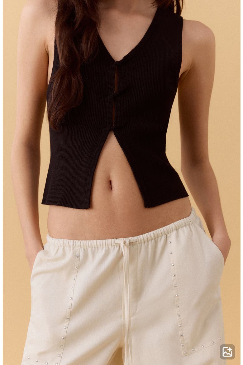 Studded Drawstring Wide Leg Pants, Alternate, color, SAND