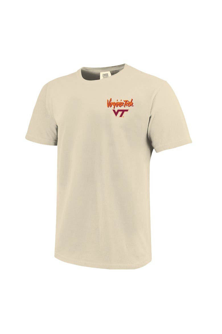 Men's Image One  Natural Virginia Tech Hokies Comfort Colors Hand-Drawn Campus Stack T-Shirt, Alternate, color, Natural
