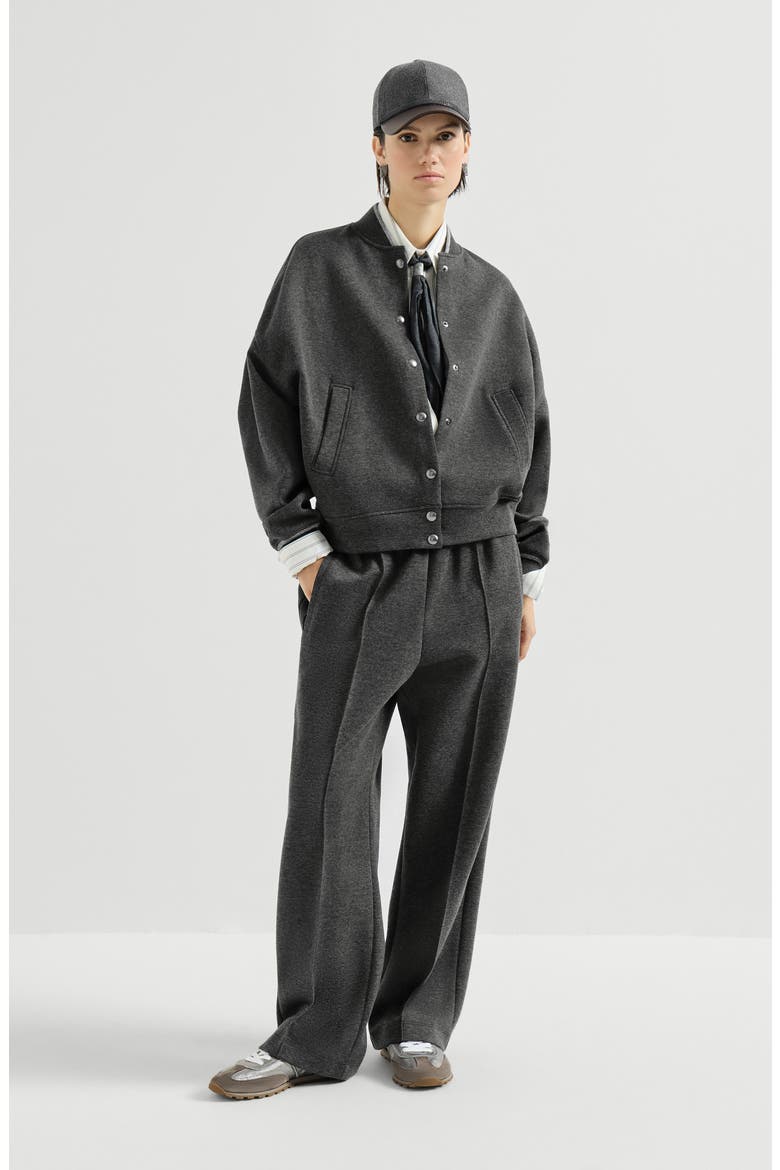 Techno cotton and cashmere interlock bomber jacket, Alternate, color, Anthracite