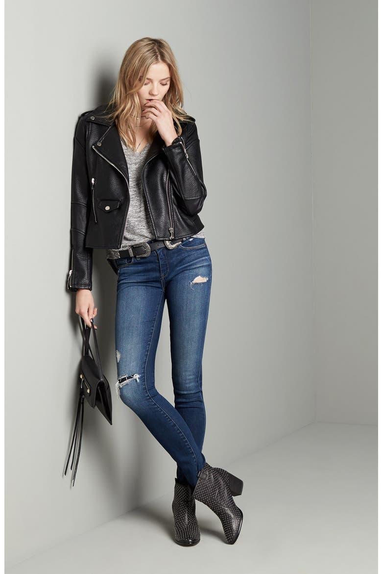 'Hotel' Distressed Skinny Jeans, Alternate, color, BLUE