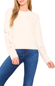 CeCe Lace Bow Inset Sweater