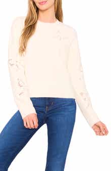 CeCe Lace Bow Inset Sweater