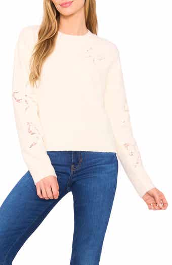 CeCe Lace Bow Inset Sweater