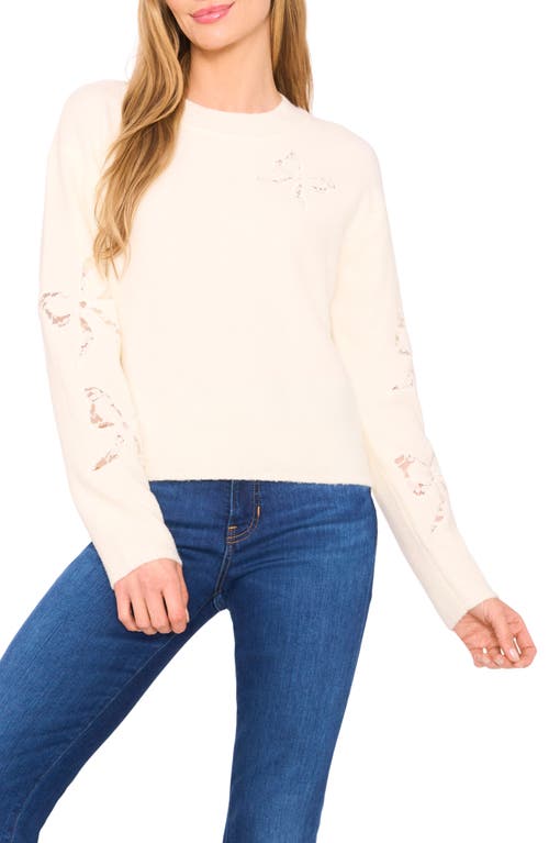 Cece Lace Bow Inset Sweater In Yellow