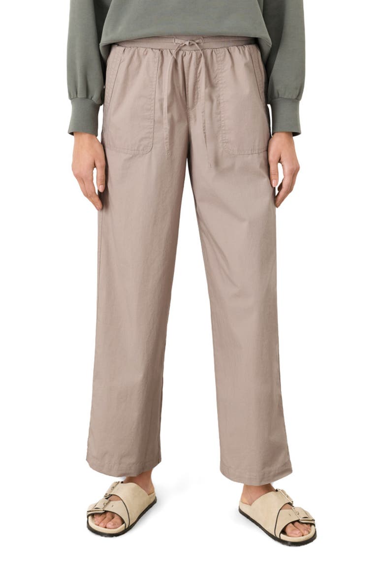 Organic Cotton Stretch Poplin Wide Leg Pant, Alternate, color, Oyster