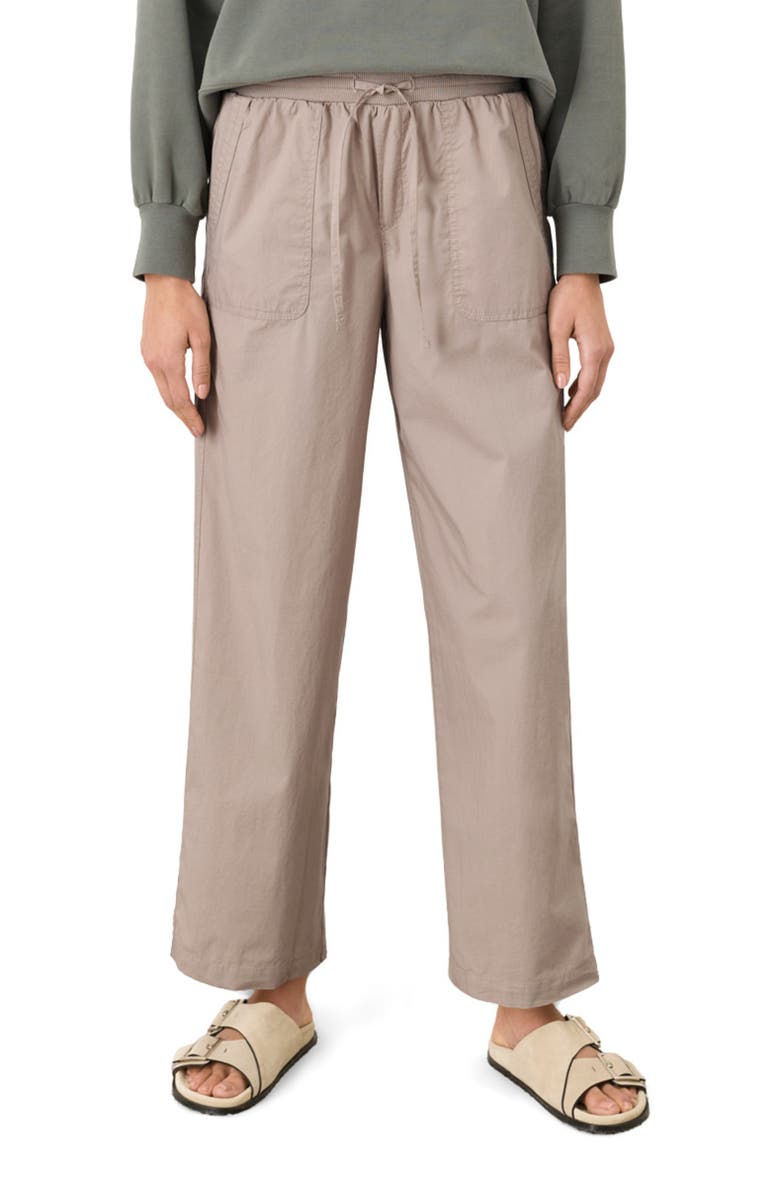 Pact Organic Cotton Stretch Poplin Wide Leg Pant, Alternate, color, Oyster