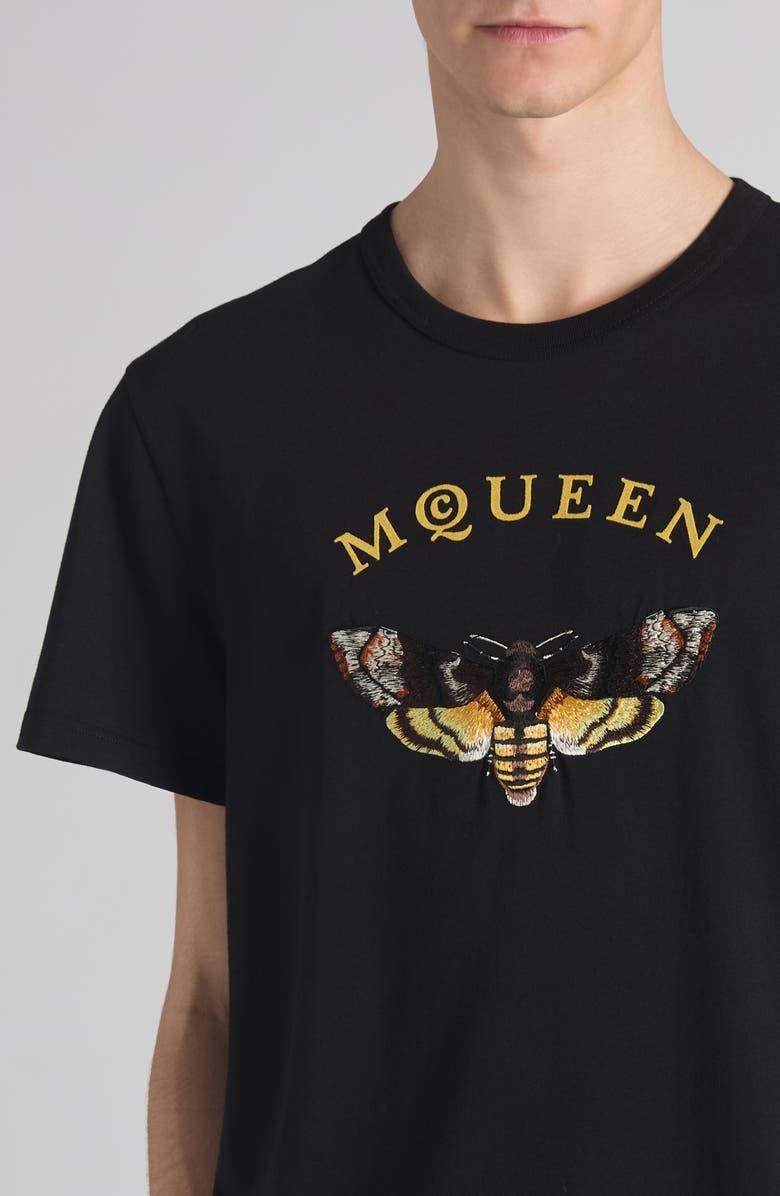 McQueen Logo Embroidered T-Shirt, Alternate, color, Black/ Yellow