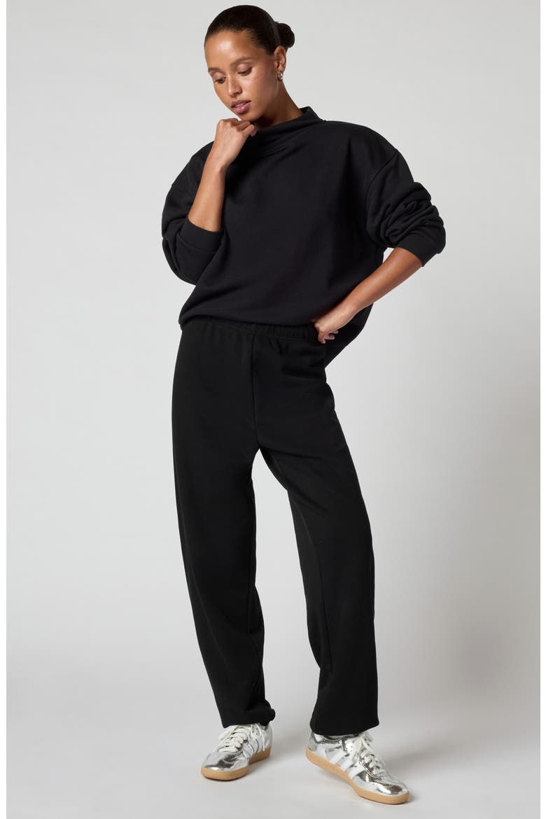 Mock Neck Sweatshirt, Alternate, color, BLACK