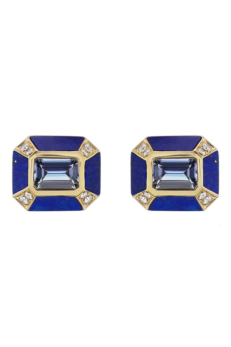 Mini Monroe Inlay Earrings, Main, color, YELLOW GOLD