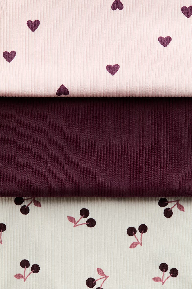 3-pack Cotton Tops, Alternate, color, Light pink/dark red