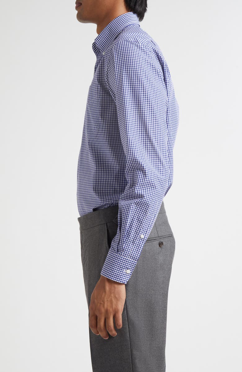 Ralph Lauren Purple Label Cameron Gingham Check Cotton Button-Down Shirt, Alternate, color, Blue/ White