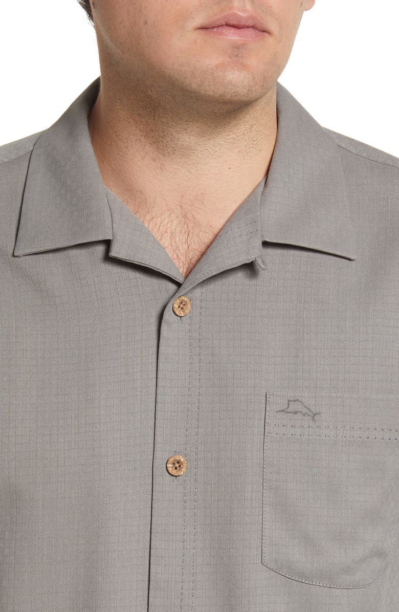 Tommy Bahama Coastal Breeze Silk Blend Button-Up Shirt, Alternate, color, Shadow
