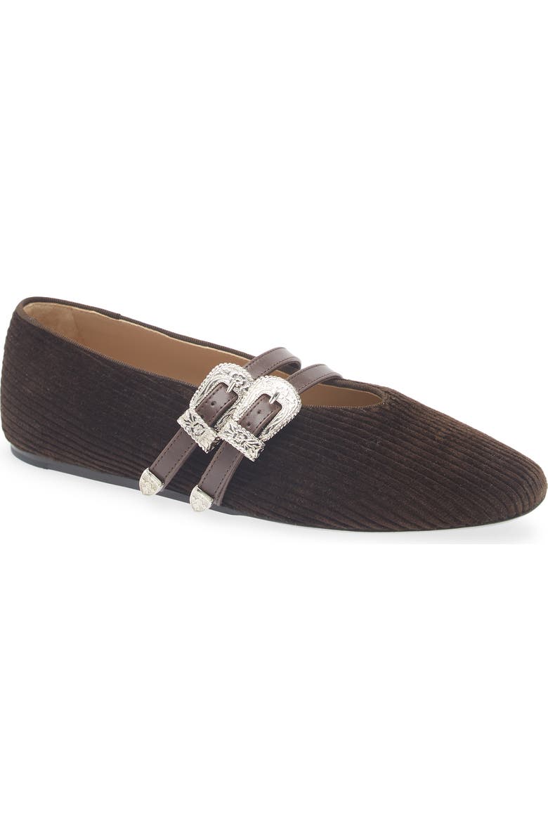 Le Monde Beryl Claudia Corduroy Mary Jane Flat, Main, color, Chocolate