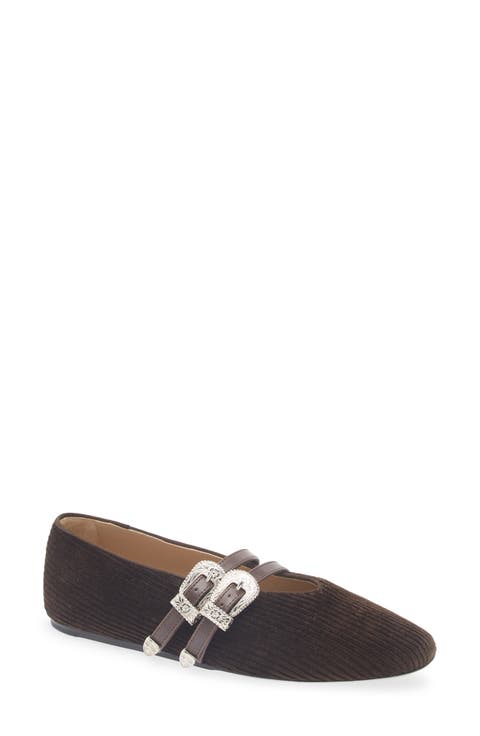 Claudia Corduroy Mary Jane Flat (Women)
