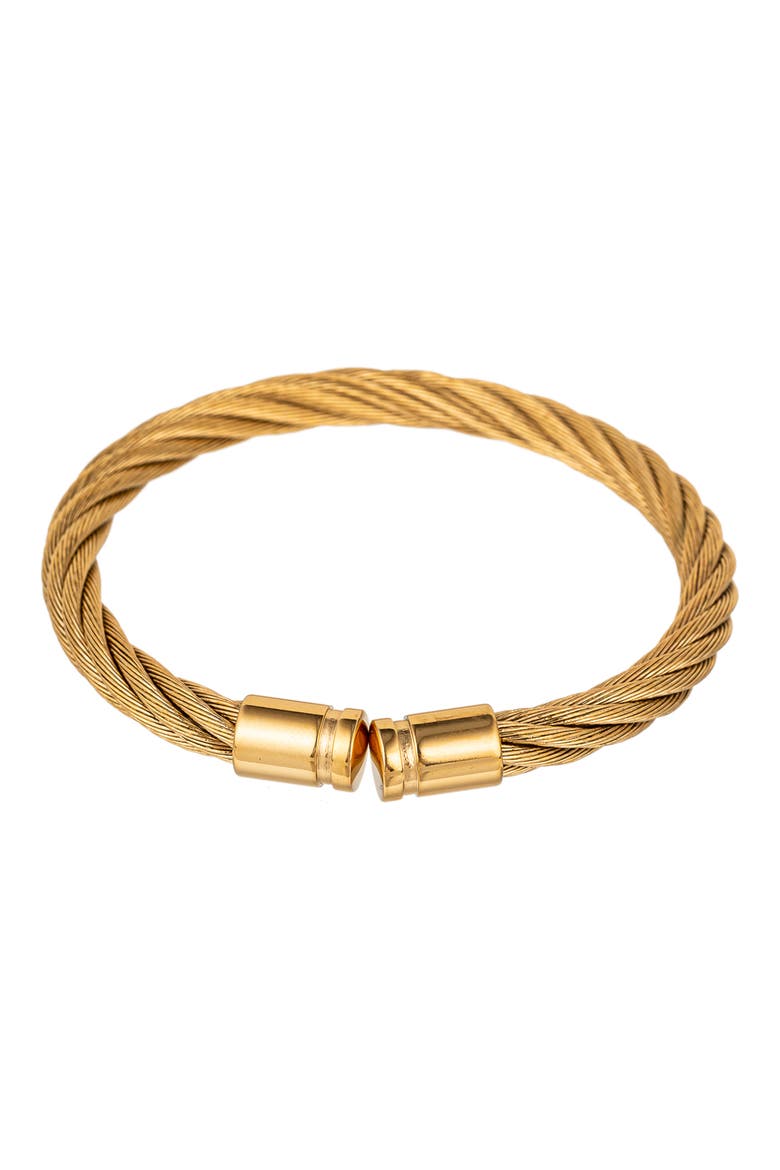 Men's James Wire Cuff Bracelet, Main, color, GOLD