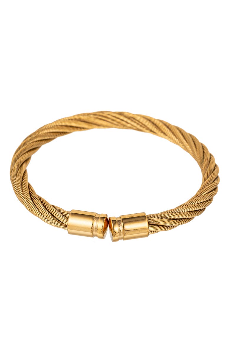 EYE CANDY LOS ANGELES Men's James Wire Cuff Bracelet, Main, color, Gold