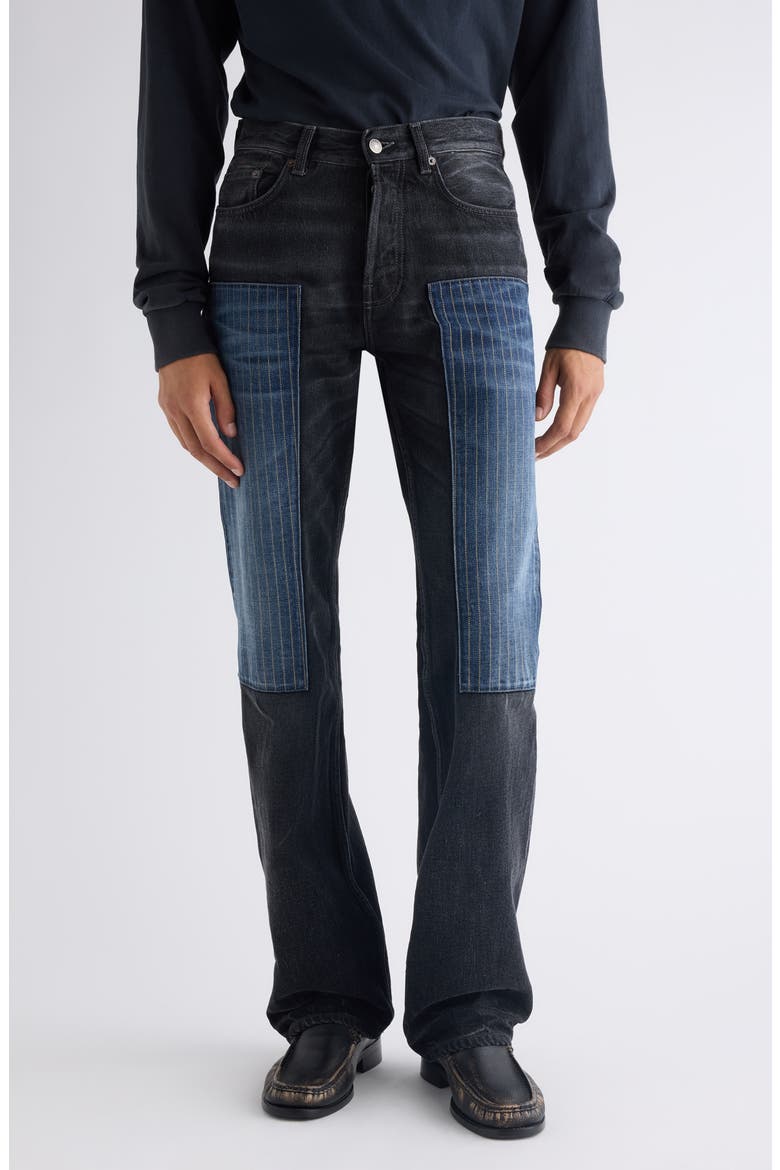 2010 M Patchwork Straight Leg Jeans, Main, color, BLACK