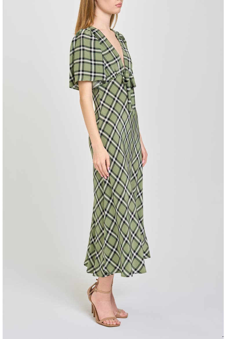 Jules Plaid Midi Dress, Alternate, color, OLIVE CHECKER