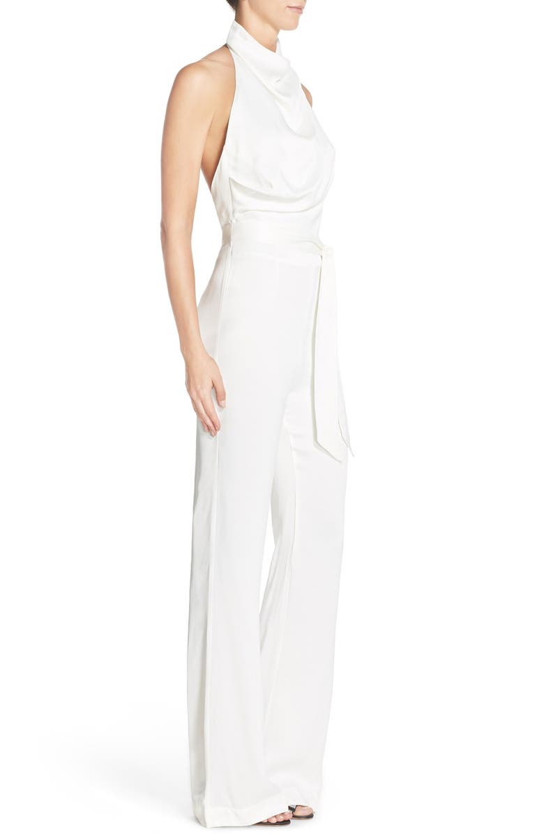 MISHA Collection 'Delia' Halter Satin Jumpsuit, Alternate, color, 