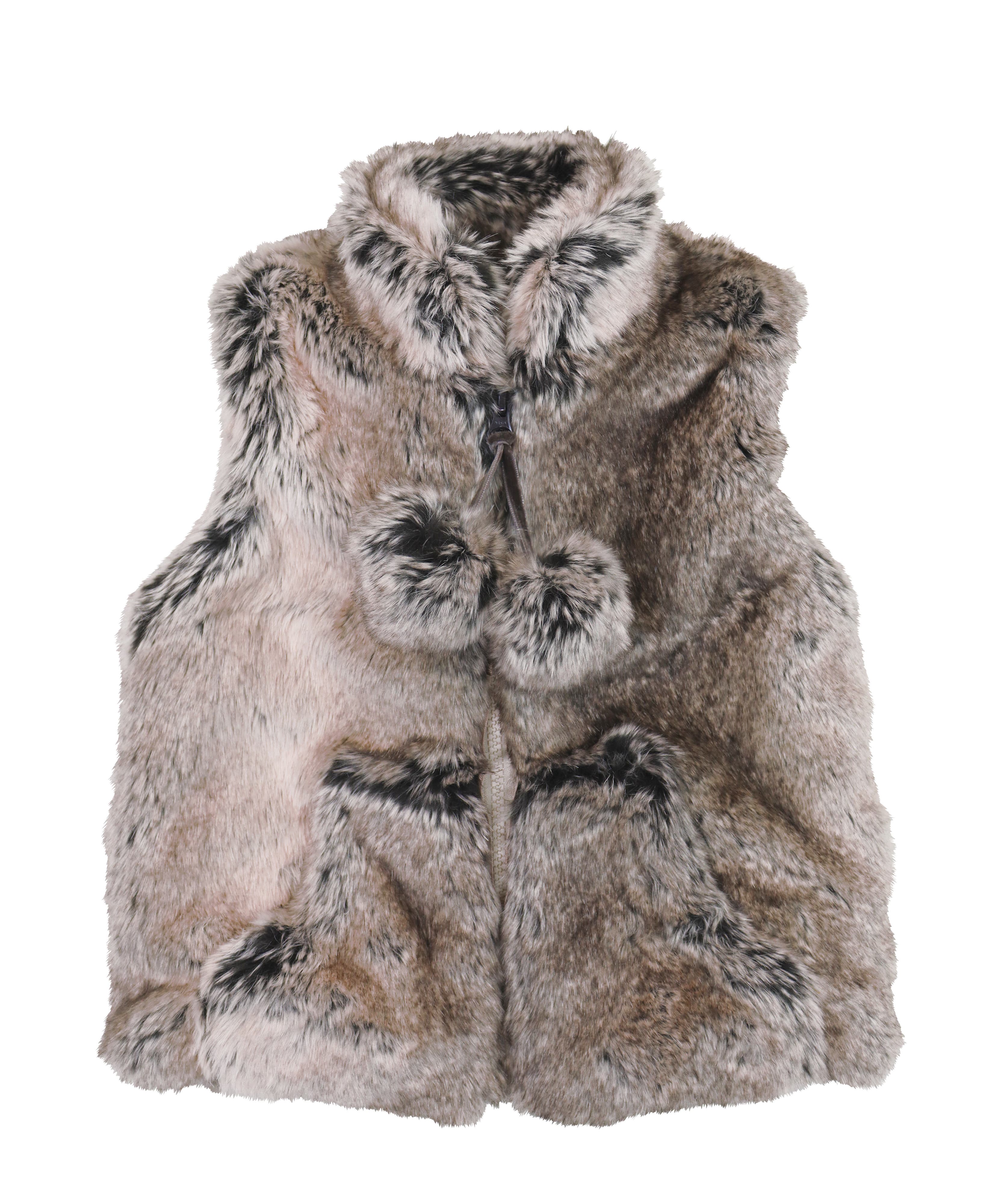 Widgeon Babies'  Faux Fur Plush Zip Front Vest In Brown