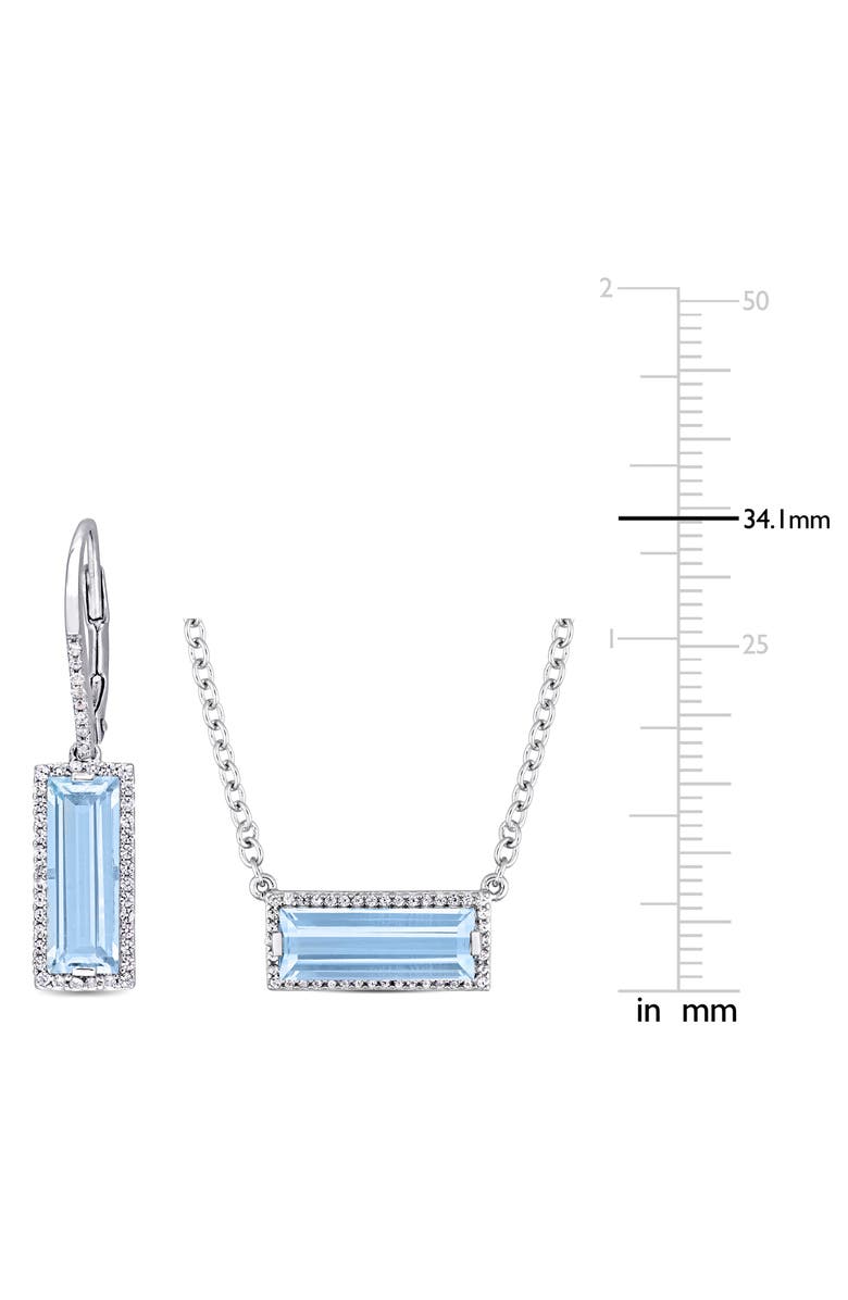 DELMAR Sky Blue Topaz & White Topaz Drop Earrings & Pendant Necklace Set, Alternate, color, Blue