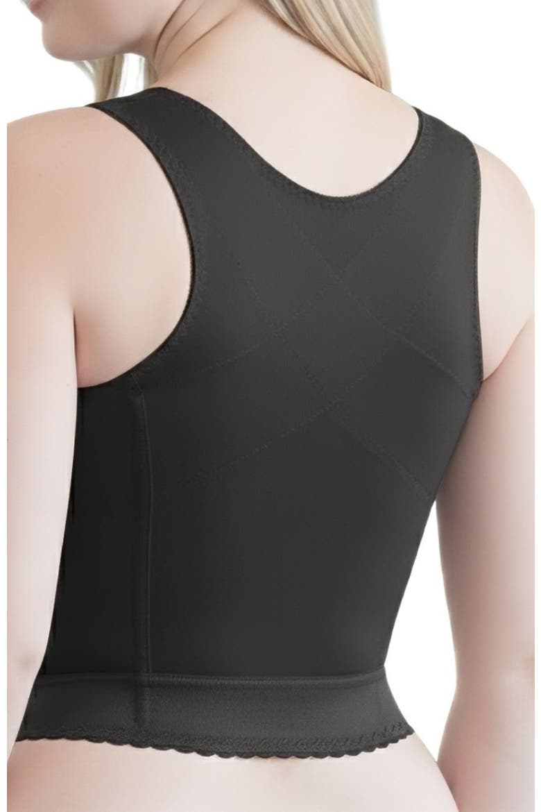 Front Closure Back Support Long Line Bra, Alternate, color, Black