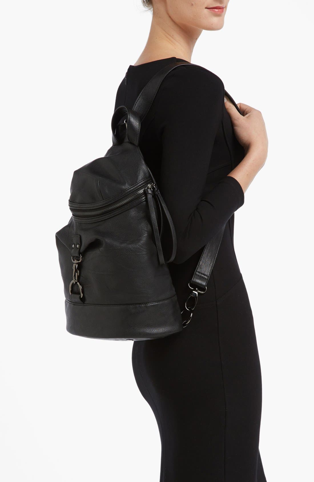 POVERTY FLATS by rian Faux Leather Backpack, Alternate, color, 