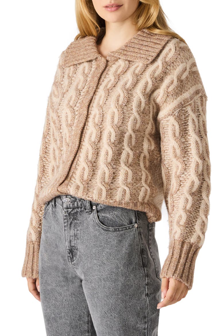 Michaella Cable Cardigan, Alternate, color, MOCHA MOUSSE